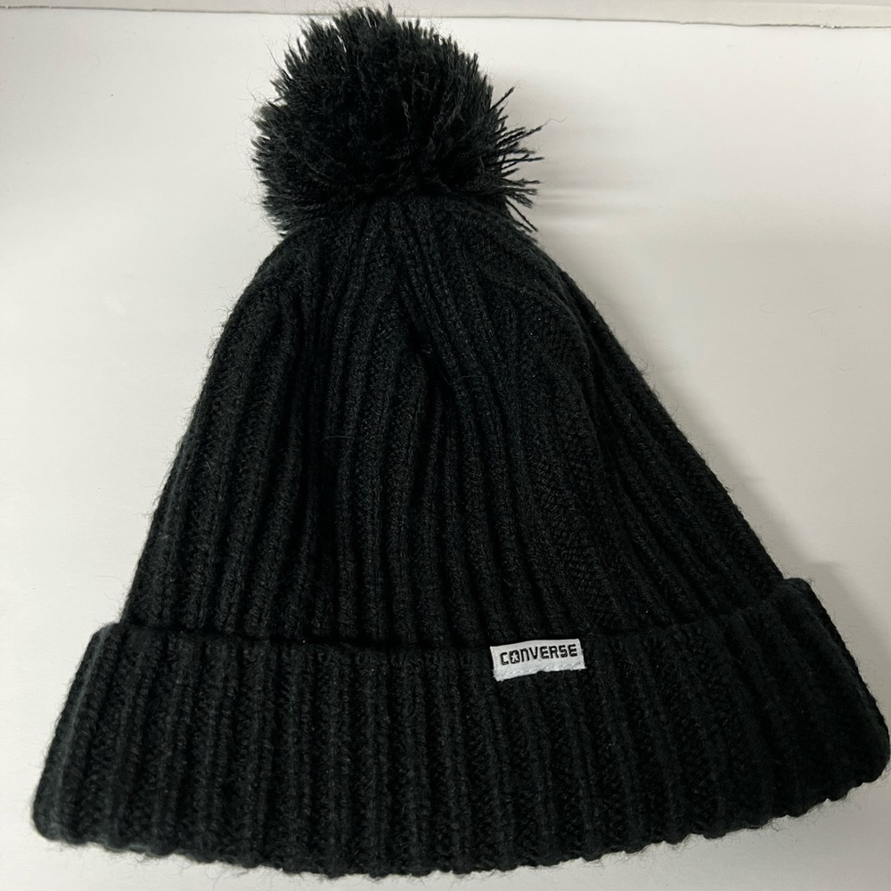 Black Converse Hat with Pom Pom